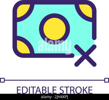 Cashless payment only pixel perfect RGB color ui icon Stock Vector