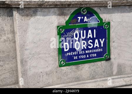 street sign, Quai d'Orsay Stock Photo