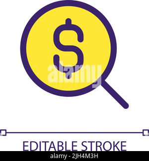 Search for best currency exchange rate pixel perfect RGB color ui icon Stock Vector
