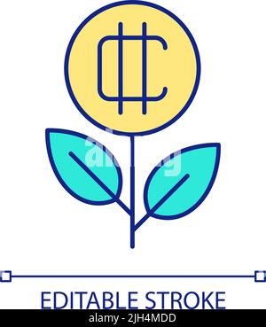 Growing up crypto investment RGB color icon Stock Vector