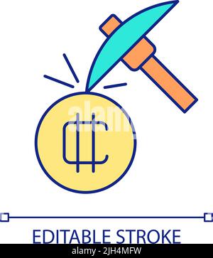 Crypto mining RGB color icon Stock Vector