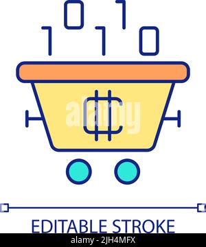 Cryptocurrency mining RGB color icon Stock Vector