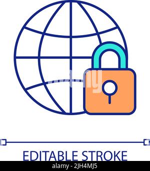 Globe and padlock RGB color icon Stock Vector