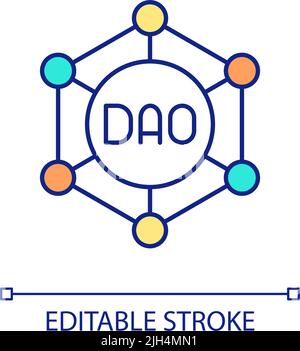 DAO crypto network RGB color icon Stock Vector