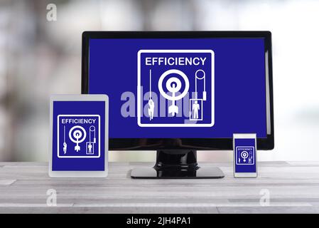 Efficiency concept shown on different information technology devices Stock Photo