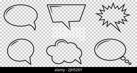 Speech bubbles icon set. Doodles modern style. Vector illustration isolated on transparent background Stock Vector