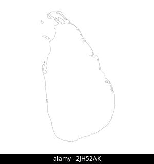 Sri Lanka - solid black outline border map of country area. Simple flat ...