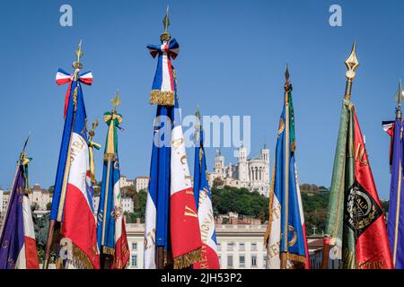 France, Lyon, 2022-07-14. Commemoration of the 14th of July on the place bellecour. Stock Photo