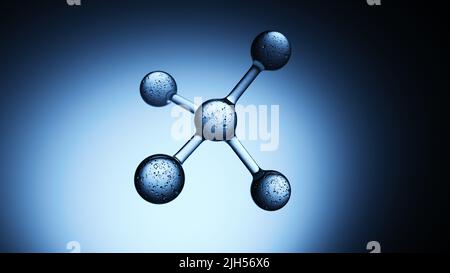 Molecules connected network 3D molecular abstract blue graphic illustration Stock Photo