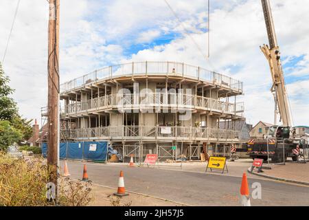 A new apartment block being built near to Fisherman’s Beach in Hythe, Kent Stock Photo