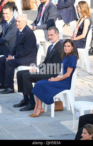 Madrid, Spain. 15th July, 2022. KING FELIPE VI and QUEEN LETIZIA of Spain attend 'An applause for memory' the act of State to tribute to the Covid victims and recognition of sanitary workers at Royal Palace in Madrid, Spain. (Credit Image: © Jack Abuin/ZUMA Press Wire) Credit: ZUMA Press, Inc./Alamy Live News Stock Photo