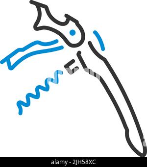 Waiter Corkscrew Icon. Editable Bold Outline With Color Fill Design. Vector Illustration. Stock Vector