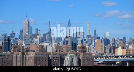 The iconic Midtown panorama on a crisp spring day, New York City NY Stock Photo