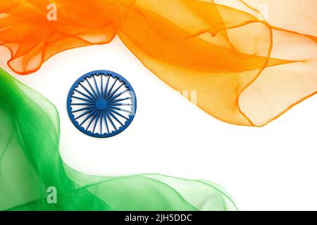 Indian Independence Day concept background with Ashoka wheel. Stock Photo