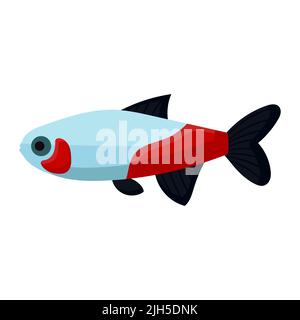 Neon fish aquarium water animal nature and vector underwater aquatic art. Tropical illustration fish with tail and fin. Beautiful decorative multicolo Stock Vector