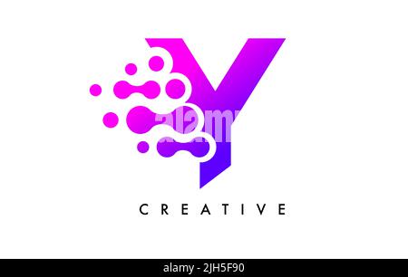 Bubbles Dots Letter Y Logo Design. Creative Letter Icon with Blue Bubbles and Circular Dots Vector Illustration. Stock Vector
