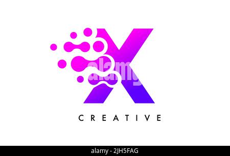 Bubbles Dots Letter X Logo Design. Creative Letter Icon with Blue Bubbles and Circular Dots Vector Illustration. Stock Vector