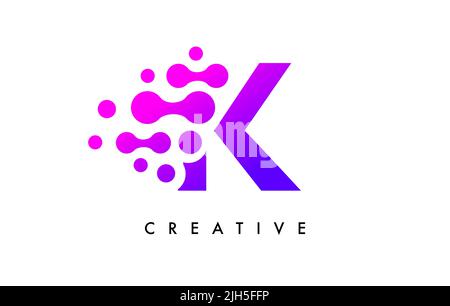 Bubbles Dots Letter K Logo Design. Creative Letter Icon with Blue Bubbles and Circular Dots Vector Illustration. Stock Vector