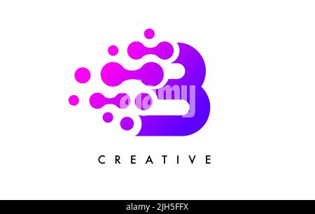 Bubbles Dots Letter B Logo Design. Creative Letter Icon with Blue Bubbles and Circular Dots Vector Illustration. Stock Vector
