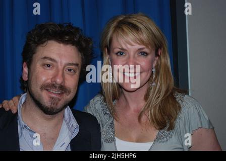 British-Canadian actress Amanda Tapping & Australian-Canadian TV, film writer, director & producer, Damian Kindler, at the launch of Sanctuary in 2007 Stock Photo