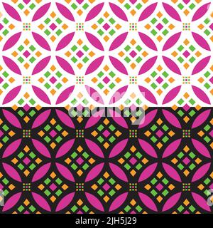 Colorful ornamental seamless pattern. Geometrical grid cartoon design cover, decorative elements. Halloween autumn party color palette. Transparent Stock Vector