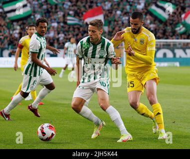 BUDAPEST, HUNGARY - JULY 13: Samy Mmaee of Ferencvarosi TC controls the  ball during the UEFA Champions League 2022/23 First Qualifying Round Second  Leg match between Ferencvarosi TC and FC Tobol at