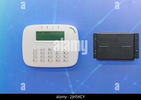 Smart Home Alarm Control Keypad and Main Unit Security System Stock Photo