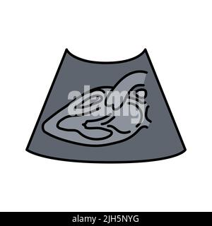 Heart ultrasound color line illustration. Cosmetology skin care concept. Stock Vector