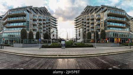 An image showing building symmetry along Riverside Walk, Vauxhall, London Stock Photo