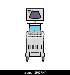 Ultrasound device color line illustration. Stock Vector