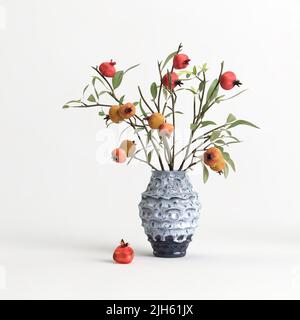 3d illustration of decorative flower vase inside isolated on white background Stock Photo