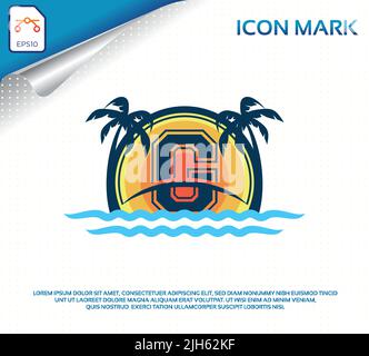 Beach logo with letter g premium vector Stock Vector