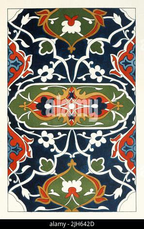 Ornamental Tile from The Afghan Boundary Commission, 1884, Plate #17 Stock Photo