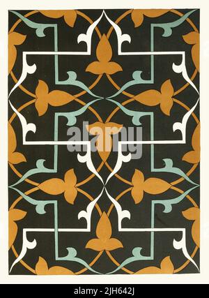 Ornamental Tile from The Afghan Boundary Commission, 1884, Plate #14 Stock Photo