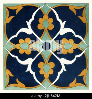 Ornamental Tile from The Afghan Boundary Commission, 1884, Plate #13 Stock Photo