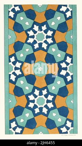 Ornamental Tile from The Afghan Boundary Commission, 1884, Plate #1 Stock Photo