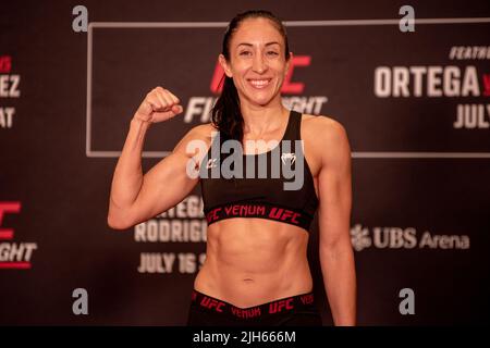 New York, USA . 15th July, 2022. LONG ISLAND, NEW YORK, NY - JULY 15: Jessica Penne makes weight ahead of her bout at UFC Fight Night: Ortega vs Rodriguez on July 16, 2022 in Long Island, New York, NY, United States. (Photo by Matt Davies/PxImages) Credit: Px Images/Alamy Live News Stock Photo