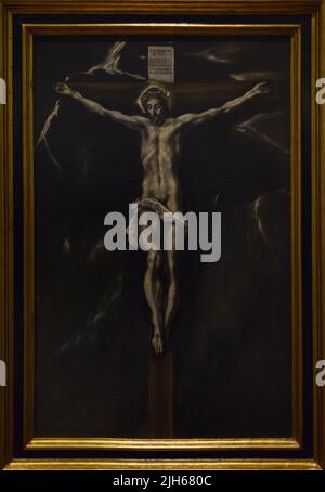 Christ Crucified. Oil on canvas by a follower of El Greco, 17th century. El Greco Museum. Toledo, Spain. Stock Photo