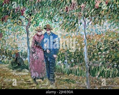 Cropped version of Vincent Van Gogh's famous 1887 painting Garden of Courting Couples: Square Saint-Pierre Stock Photo