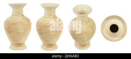 Set flower vases different angles isolated on white background. Stock Photo