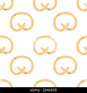 Cartoon pretzel seamless pattern on white background Stock Vector