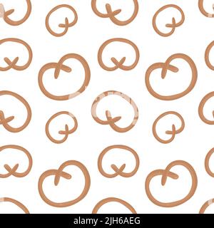 Cartoon pretzel seamless pattern on white background Stock Vector