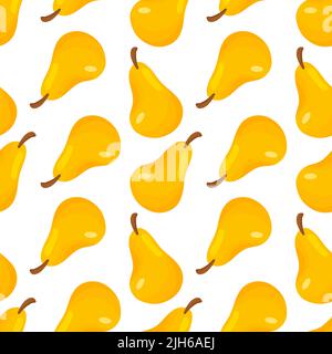Cartoon pears seamless pattern on white background Stock Vector