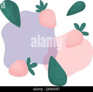 Strawberries, leaves and abstract fluid forms Stock Vector