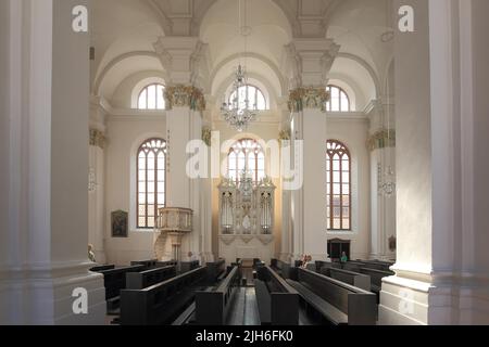 Interior photograph with the organ of the neo-baroque Jesuit Church in the Old Town, Heidelberg, Bergstrasse, Baden-Wuerttemberg, Germany Stock Photo