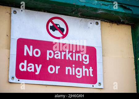 Traffic sign, prohibiting day and night parking Stock Photo