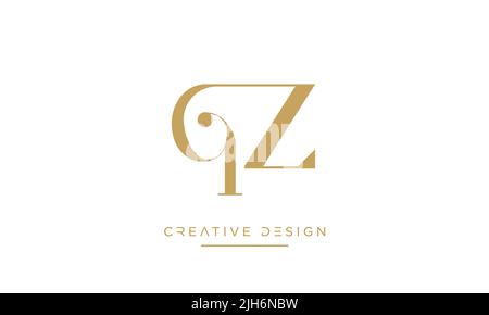 QZ or ZQ Alphabet Letters Icon Logo Monogram Vector Stock Vector