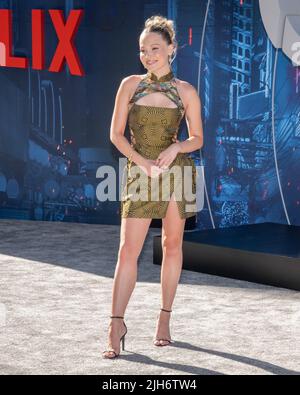 July 13, 2022, Hollywood, California, USA: Kelli Berglund attends the World Premiere of Netflix's ''The Gray Man' (Credit Image: © Billy Bennight/ZUMA Press Wire) Stock Photo