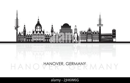 Silhouette Skyline panorama of city of Hanover, Germany - vector illustration Stock Vector