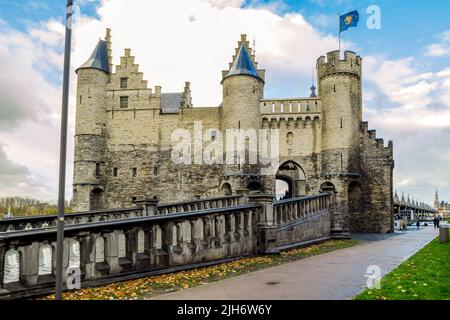 Antwerp, Belgium, April 17, 2022: Het Steen The Stone Castle in Antwerp Belgium. Antwerp is the capital of Antwerp province and the most populous city Stock Photo